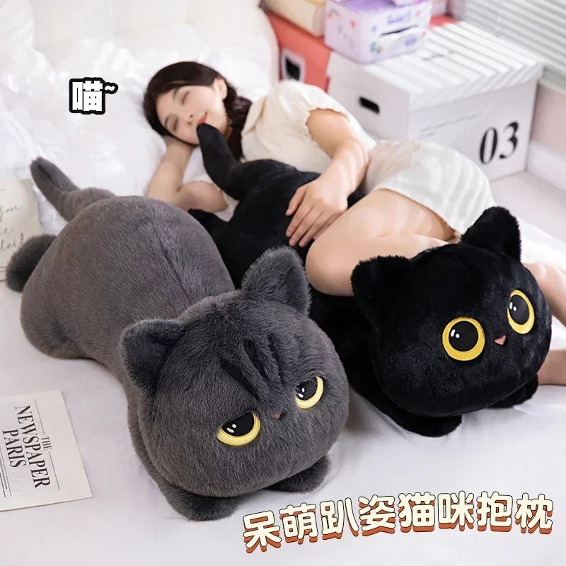 ✨ Pelúcia Gatinho Preto Olhos Grandes – 50cm de Pura Fofura! 🐾