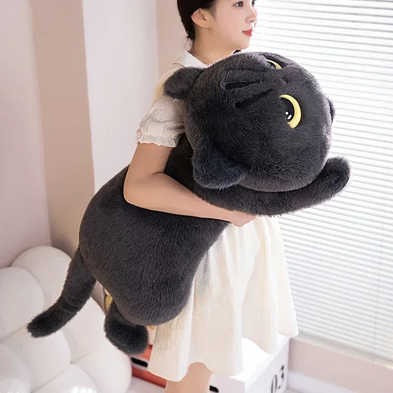 ✨ Pelúcia Gatinho Preto Olhos Grandes – 50cm de Pura Fofura! 🐾