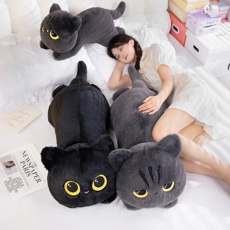 ✨ Pelúcia Gatinho Preto Olhos Grandes – 50cm de Pura Fofura! 🐾