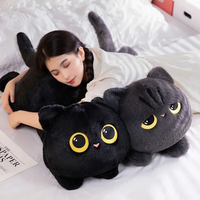 ✨ Pelúcia Gatinho Preto Olhos Grandes – 50cm de Pura Fofura! 🐾