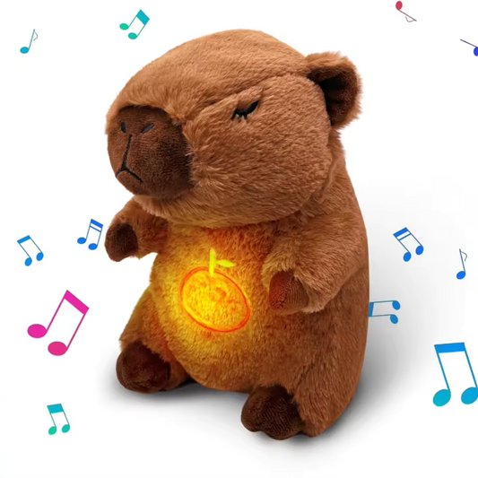 Capivara de Pelúcia toca musica respira e acende
