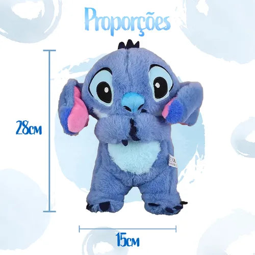 Stitch de Pelúcia que respira acende e toca música